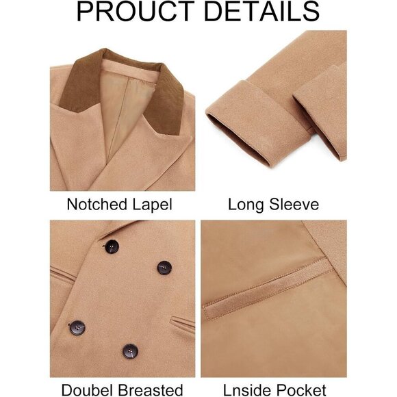 Last One Mens Brown Trench Coat Notched Lapel Long Jacket Winter Overcoat - Picture 6 of 7